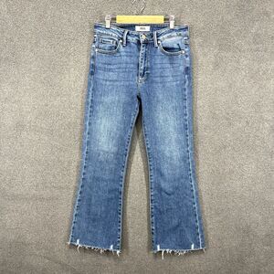 JBD Jeans Y2K Womens 26 Blue Frayed Raw Hem Flared Cropped Youth